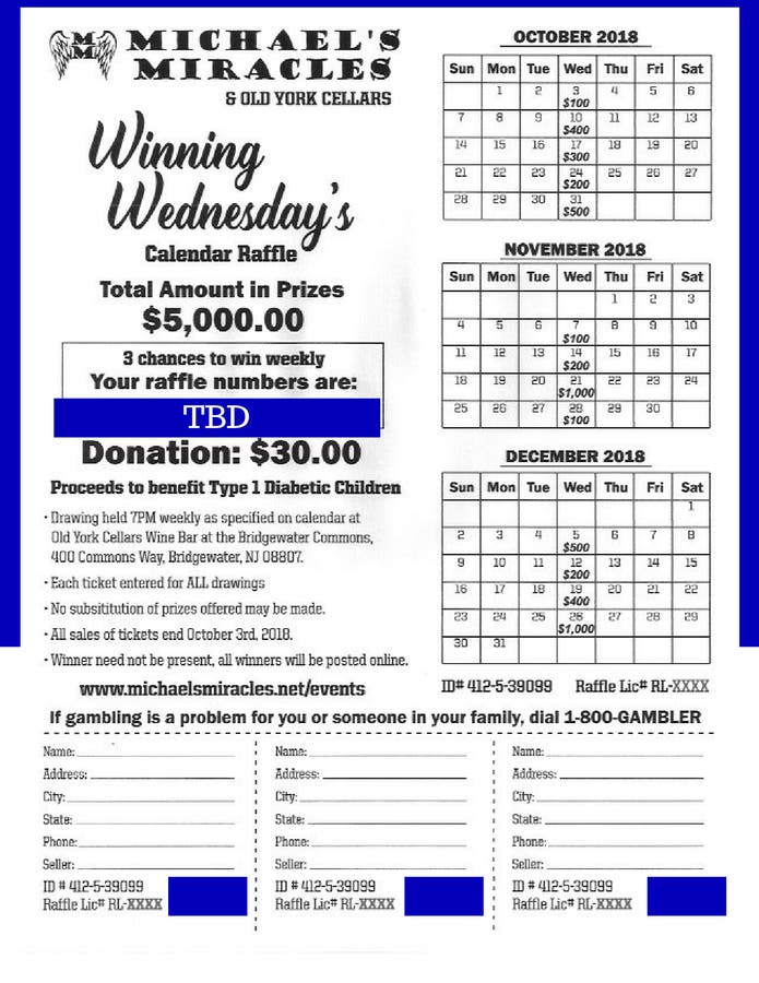 Winning Wednesday's Calendar Raffle - Bridgewater, NJ Patch
