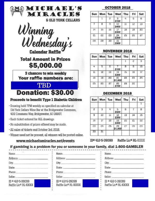 Wednesday Raffle Winning Wednesday's Calendar Raffle - Bridgewater, NJ Patch