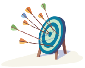 Arrows hitting the bullseye on a target