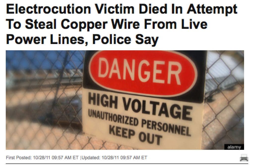 Patch Flash: Man Tries to Steal Copper Wire from Utility Pole, Gets ...