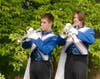 Park View High School Buglers' Chris O'Dell and Paul Rosenthal play taps at the Memorial Day Ceremony in Sterling