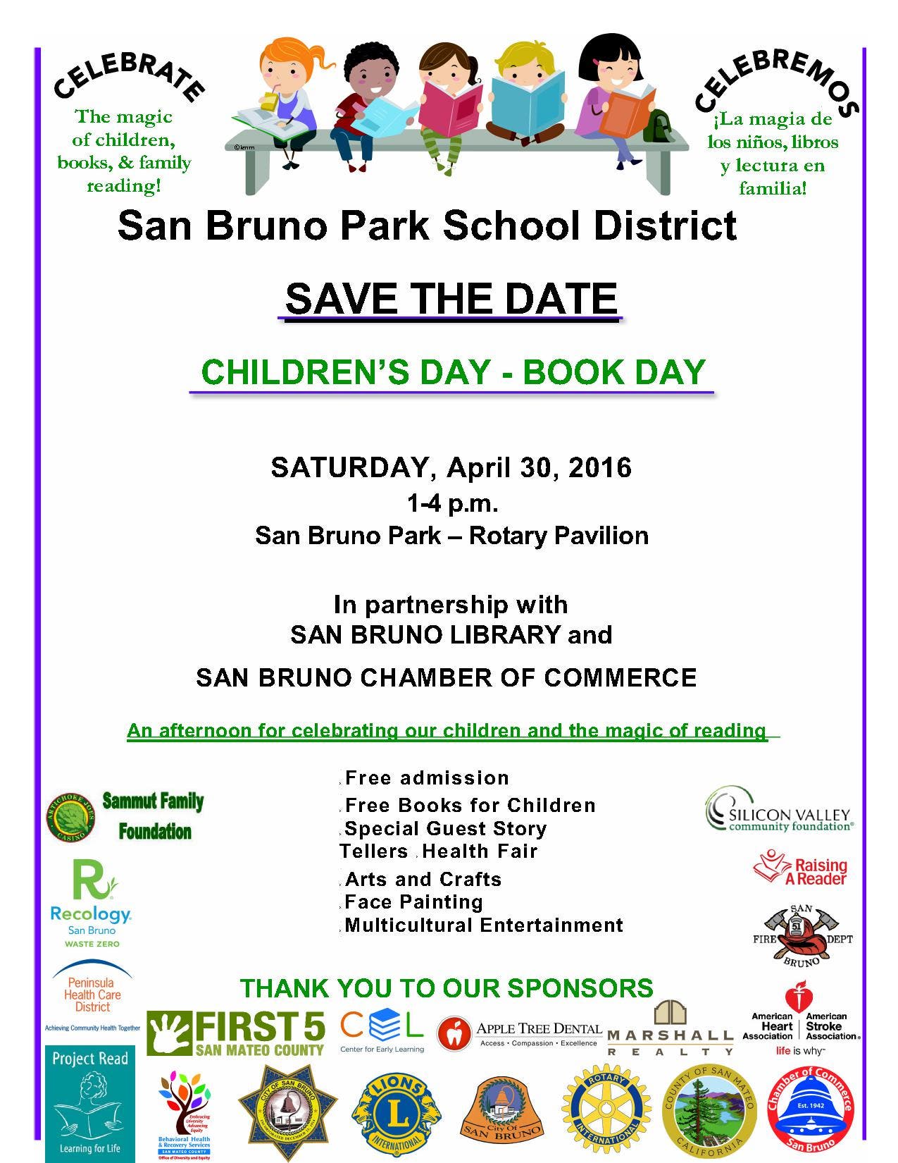 San Bruno CA San Bruno Park School District SAVE the DATE San