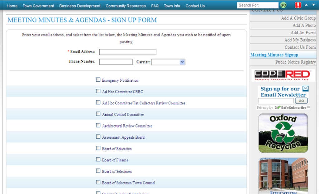 Town of Oxford site Redesign Oxford, CT Patch