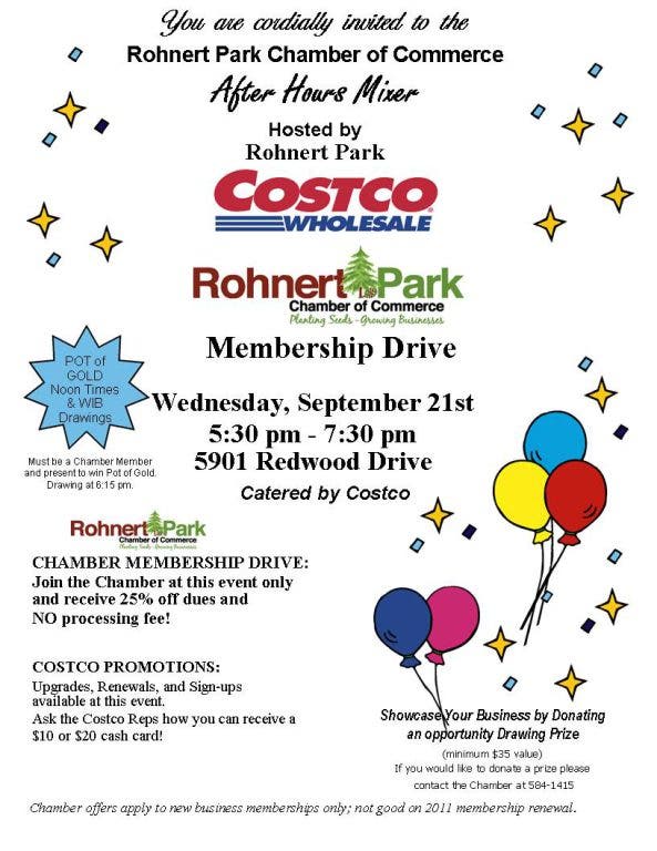 Rohnert Park Chamber of Commerce Membership Drive at Costco Rohnert
