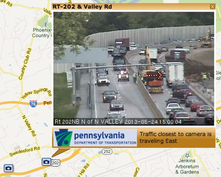 Tractor Trailer Hits Barrier, Slows Traffic on Route 202 | Malvern, PA