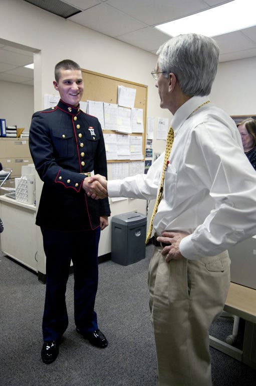 Former patient  now a Marine  returns to Shriners Hospital on Veterans  Day to thank his doctors | Ladue, MO Patch
