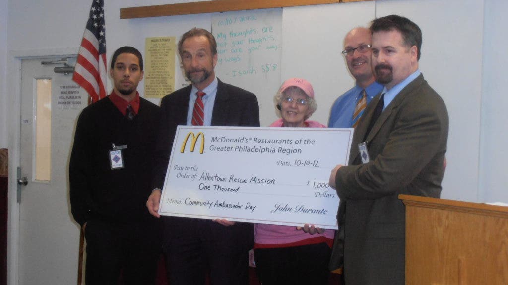 Mcd Food Rescue Program McDonalds Treats Rescue Mission with Lunch and Donation | Emmaus, PA Patch