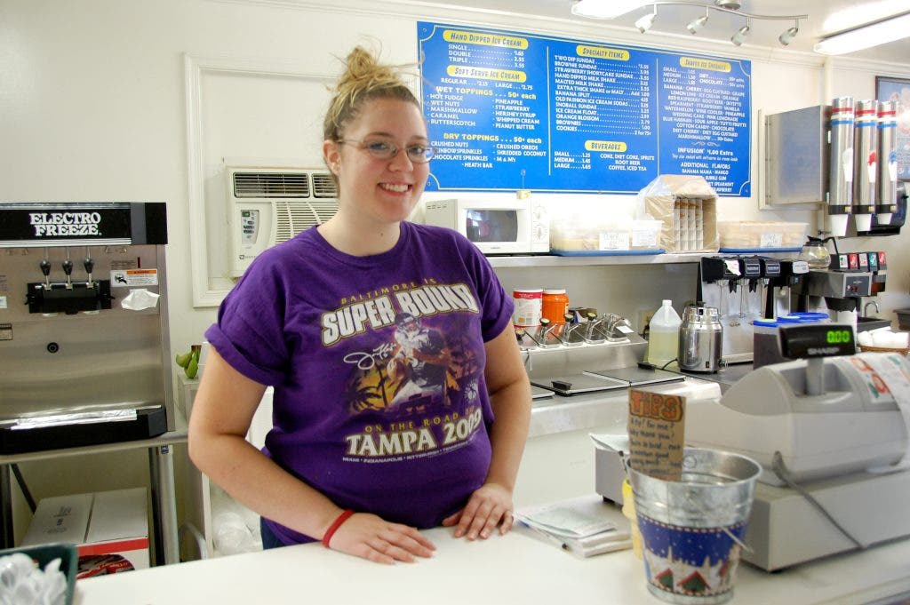 Friendly Ice Queen Behind The Counter At Ice Cream Cottage