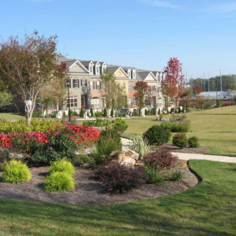 Townhome Model Home Nearing Completion at Three Bridges in Suwanee