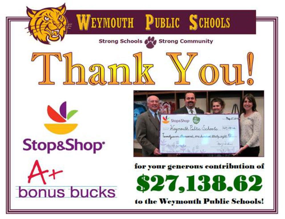 Weymouth Public Schools Partner With Stop and Shop Weymouth, MA Patch