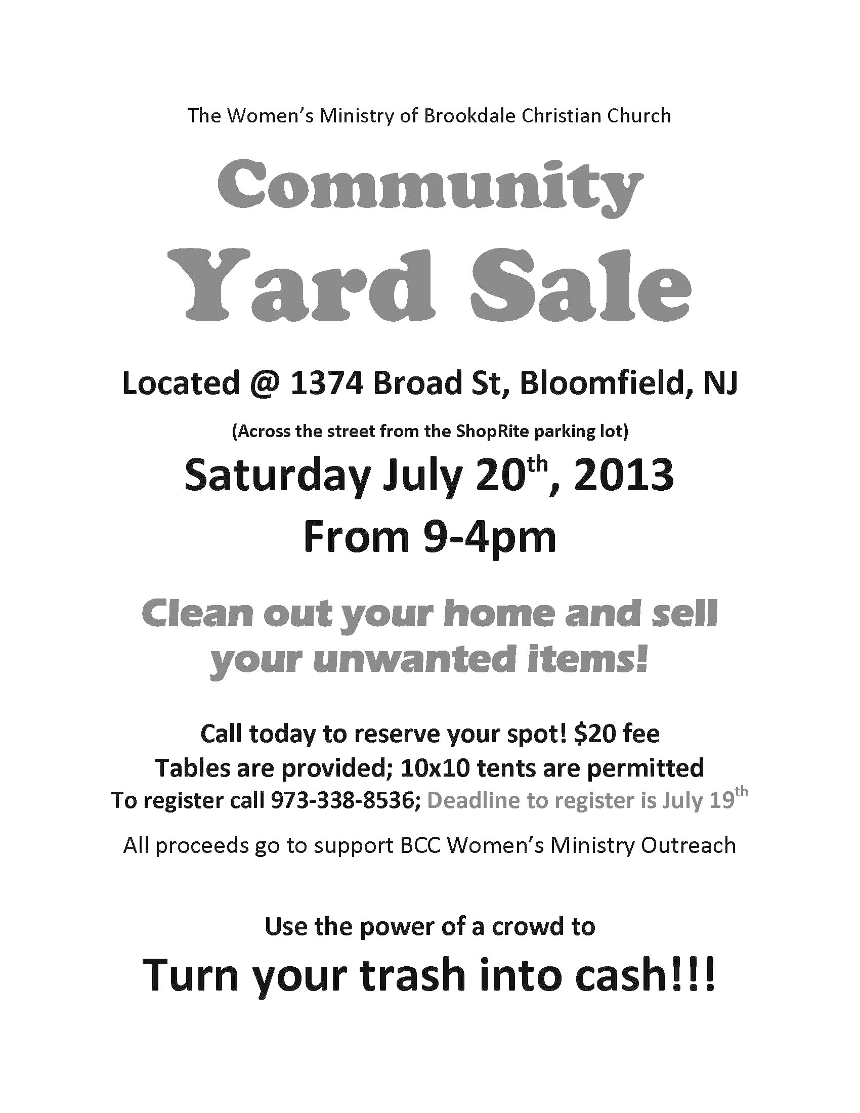 Community Yard Sale Bloomfield, NJ Patch
