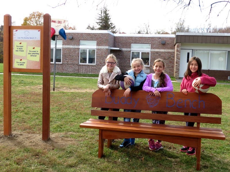 Meadow Pond Elementary School Installs 'Buddy Bench' Bedford, NY Patch