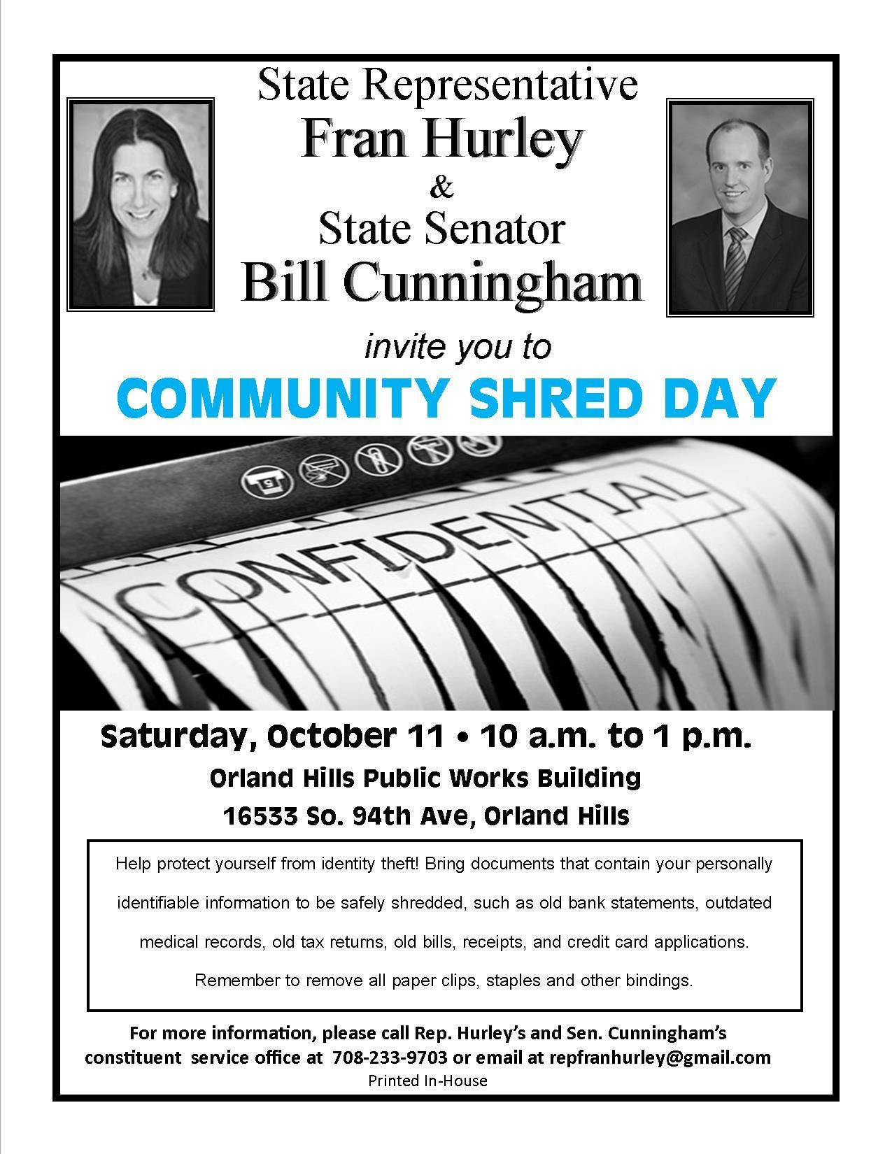 Community Shredding Event 10/11/14 Orland Park, IL Patch