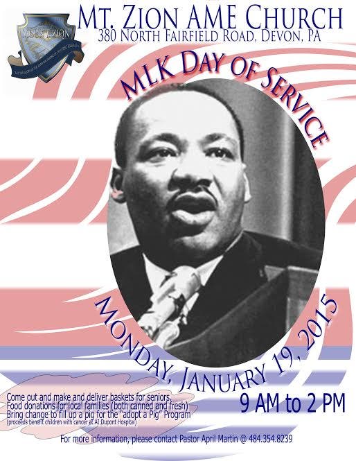 Two Martin Luther King, Jr. Day Events at Mt. Zion AME Church, Devon