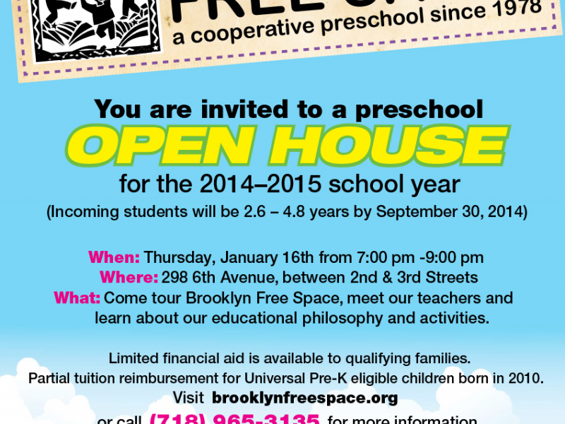Open House At Brooklyn Free Space Preschool Park Slope Ny Patch