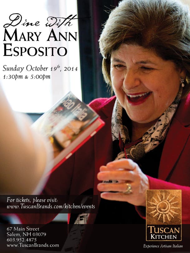 Dine with Book Author, Mary Ann Esposito | Salem, NH Patch