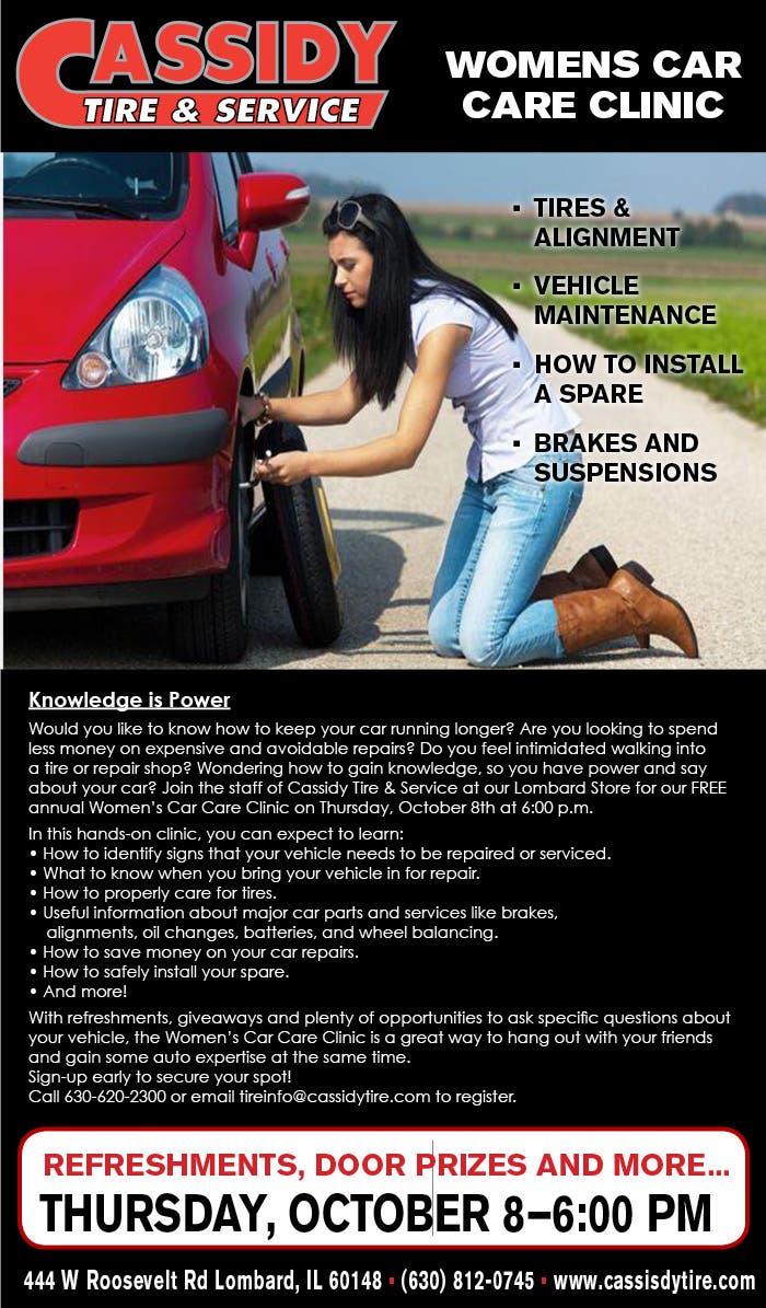 Cassidy Tire & Service Women's Car Care Clinic Glen Ellyn, IL Patch