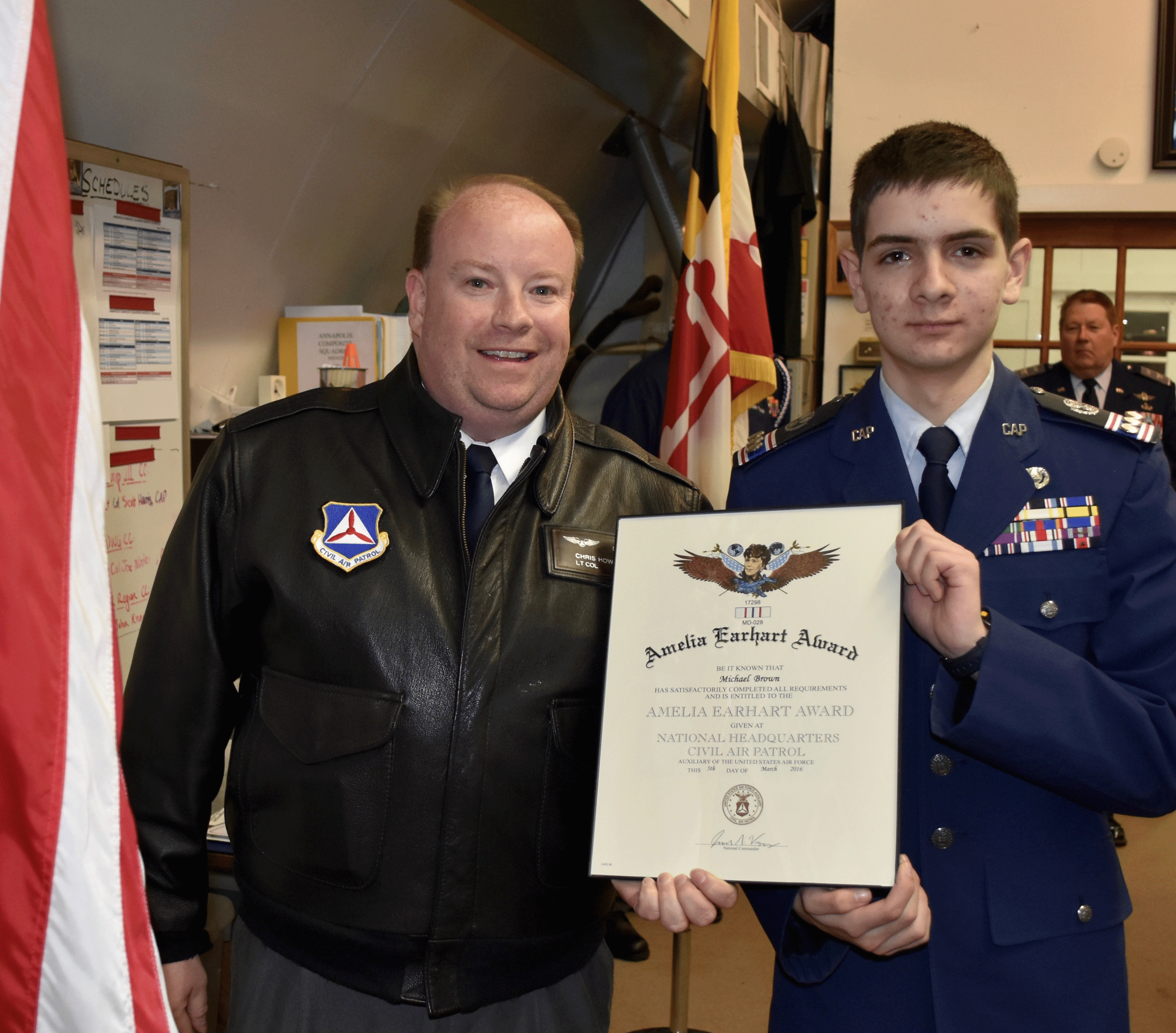 Civil Air Patrol Cadet Michael Brown Receives Amelia Earhart award ...
