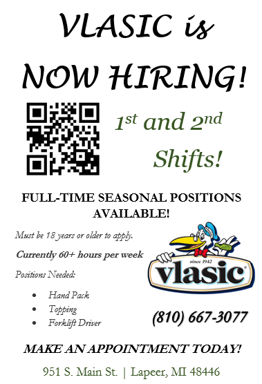 NOW HIRING! - Pinnacle Foods (Vlasic) of Imlay City {FULL-TIME SEASONAL ...
