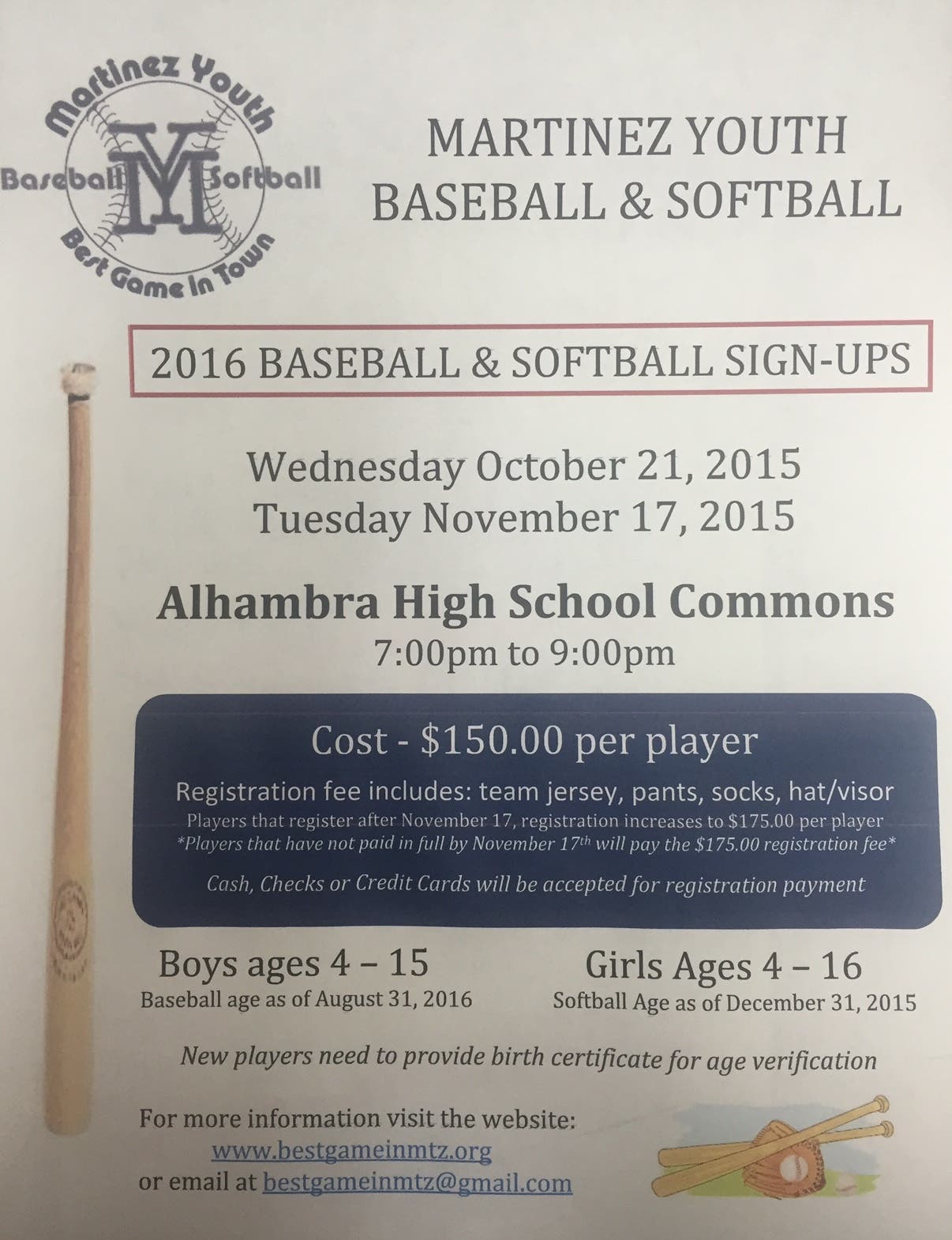 2016 Martinez Youth Baseball & Softball signs ups Martinez, CA Patch