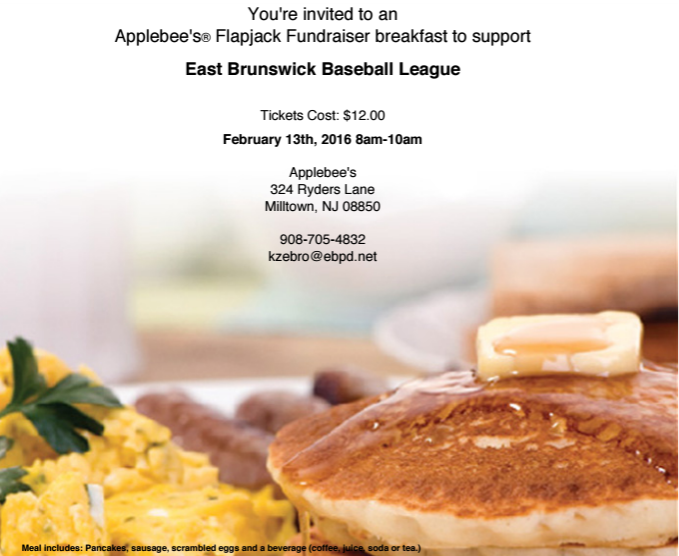 Pancake Breakfast Served by East Brunswick Baseball Players East