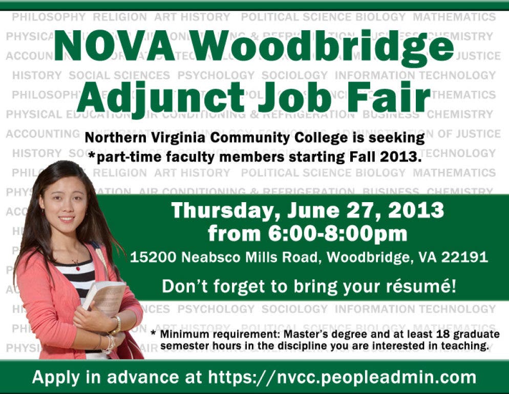 NOVA Woodbridge Adjunct Job Fair Woodbridge, VA Patch