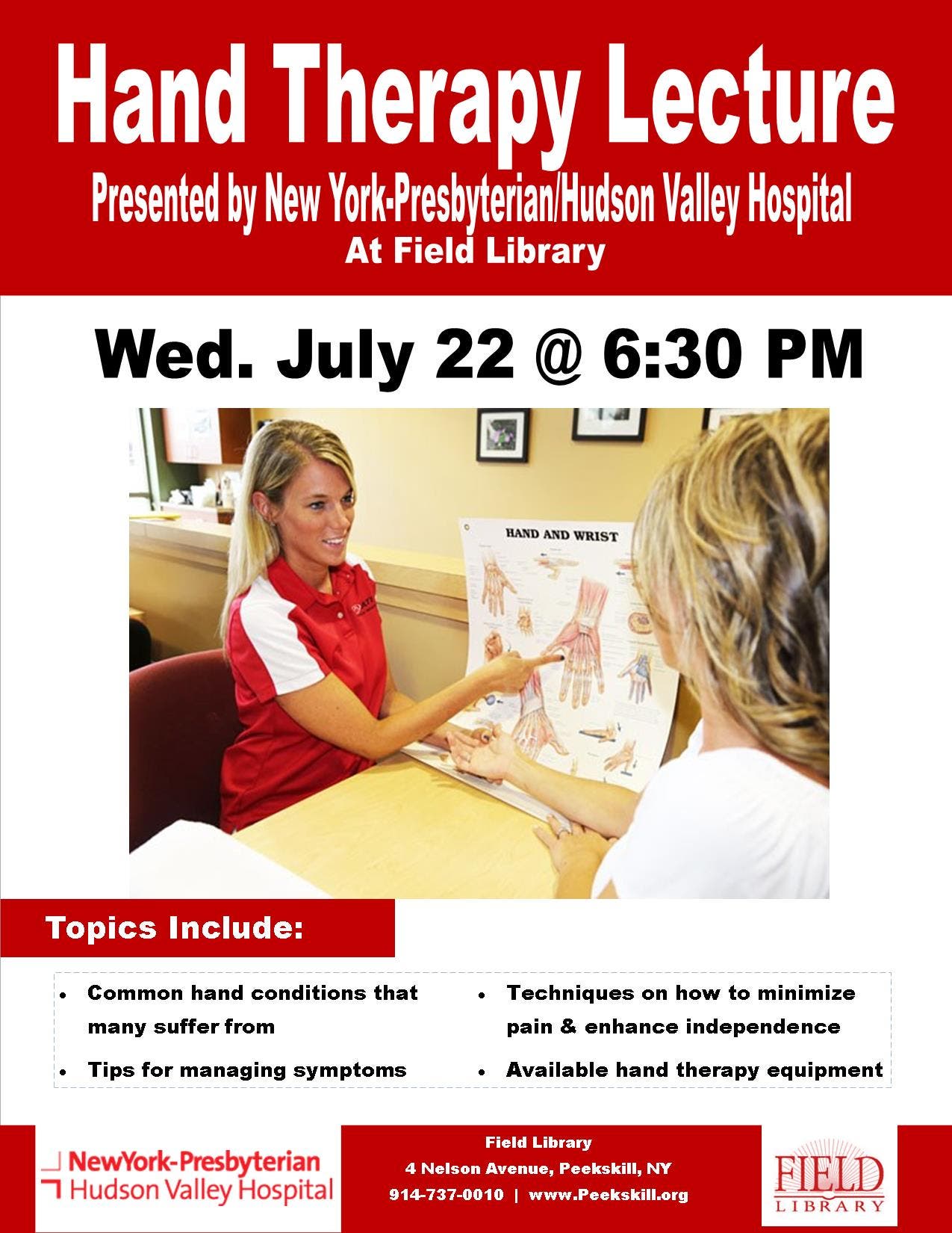 Hand Therapy Lecture by New YorkPresbyterian/Hudson Valley Hospital