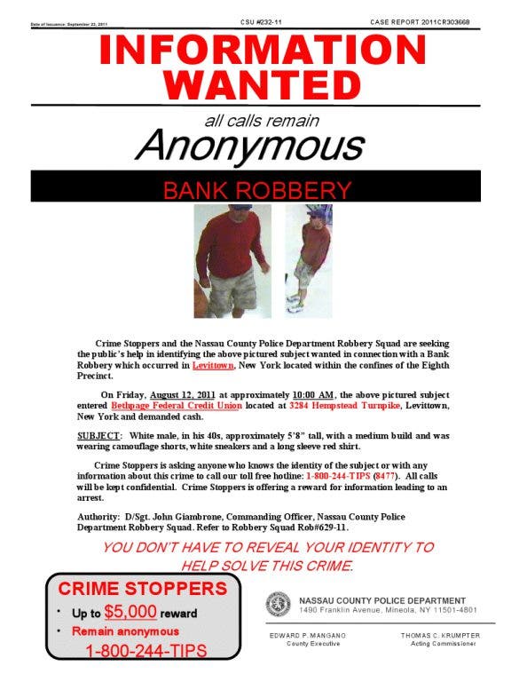 Police Looking for Bethpage Federal Credit Union Robber | Levittown, NY ...
