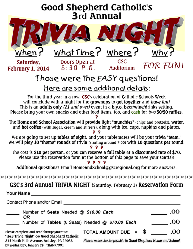 TRIVIA NIGHT At GSC Abington PA Patch