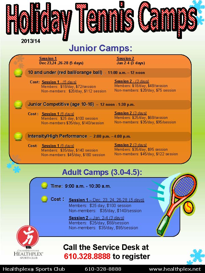 Holiday Tennis Camps At The Healthplex Dec 23 24 26 28th And Jan 2