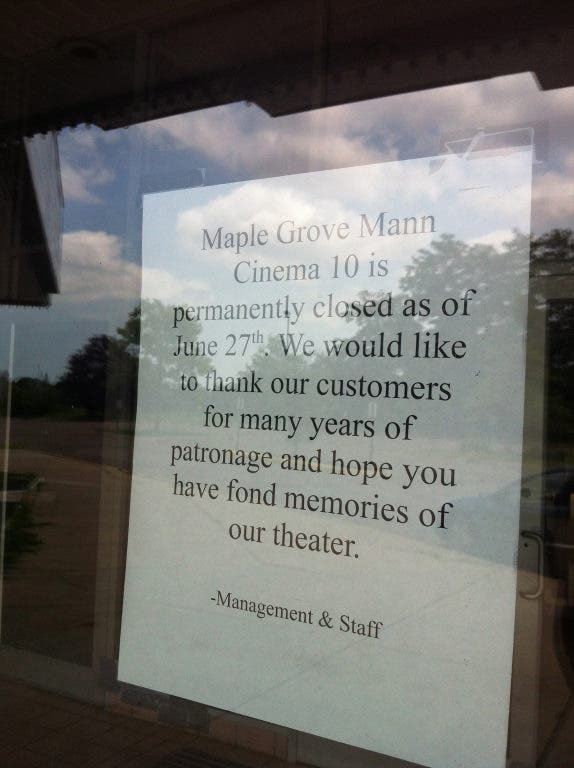 Mann Theatre Closes In Maple Grove Maple Grove Mn Patch