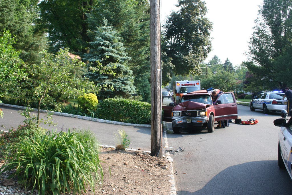Driver Crashes Pick Up Into Utility Pole | Caldwells, NJ Patch