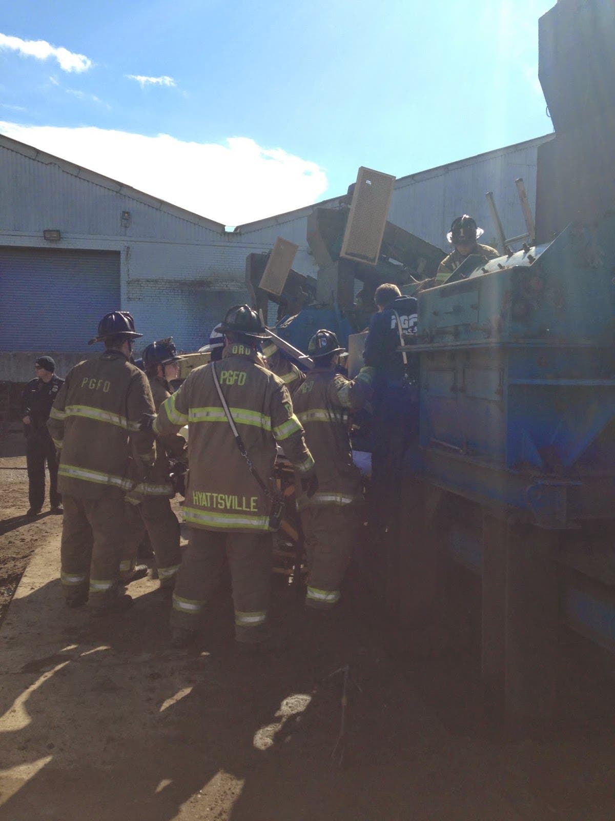 Firefighters Rescue Man Trapped in Recycling Machine | Bowie, MD Patch