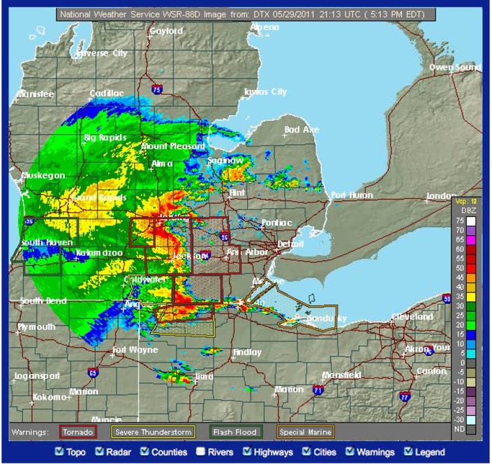 UPDATED Tornado Warning for Livingston County Over Hartland, MI Patch