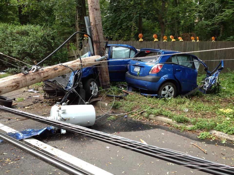 Car Splits in Half After Hitting Pole in Dix Hills | Half Hollow Hills ...