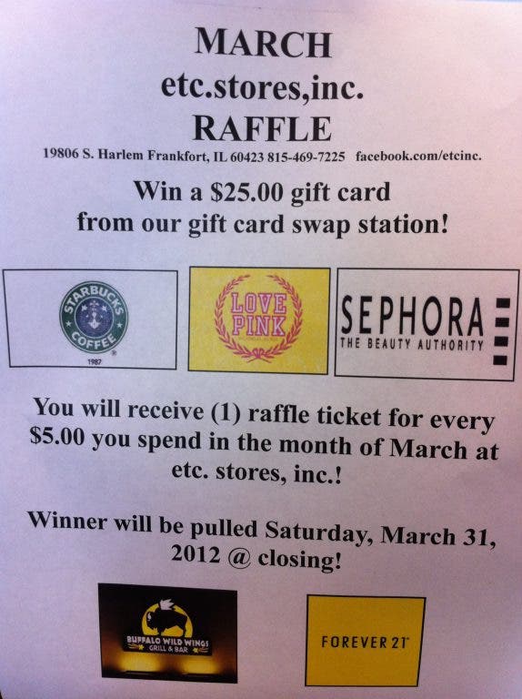 Win a $25 Gift Card of Your Choice in Our March Raffle | Frankfort, IL ...