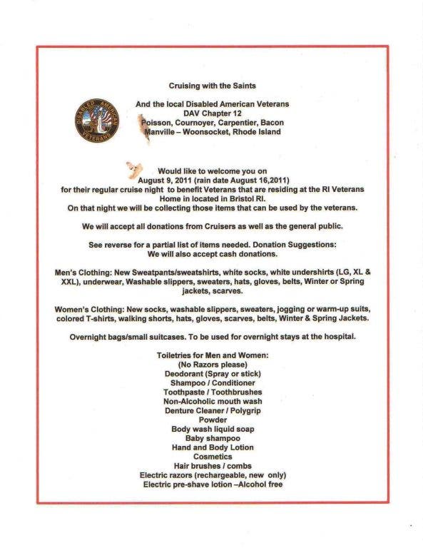 Saints News Rained Out At The August 2nd Cruise Woonsocket Ri Patch patch