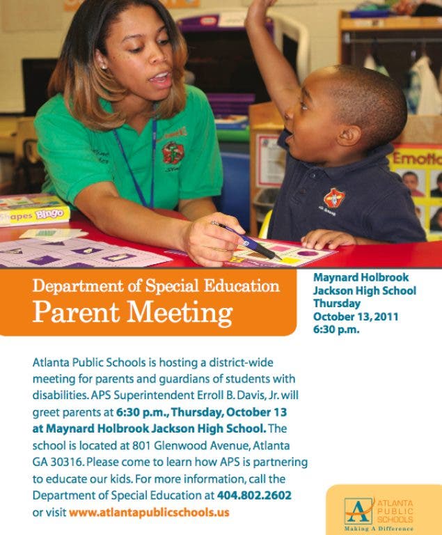 Atlanta Public Schools Department of Special Education Parent Meeting