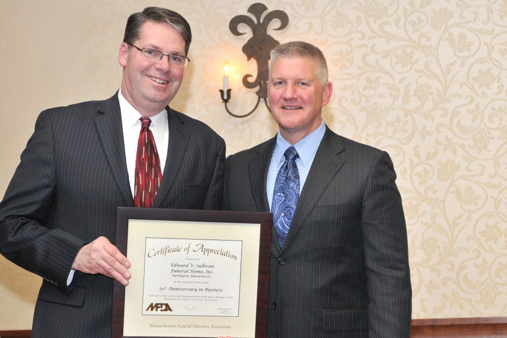 Massachusetts Funeral Directors Association Honors Kevin Sullivan