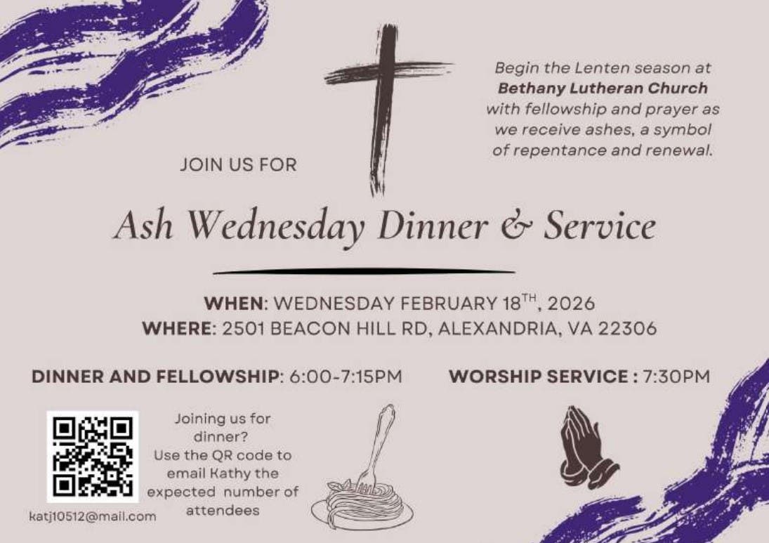 Ash Wednesday Dinner & Service