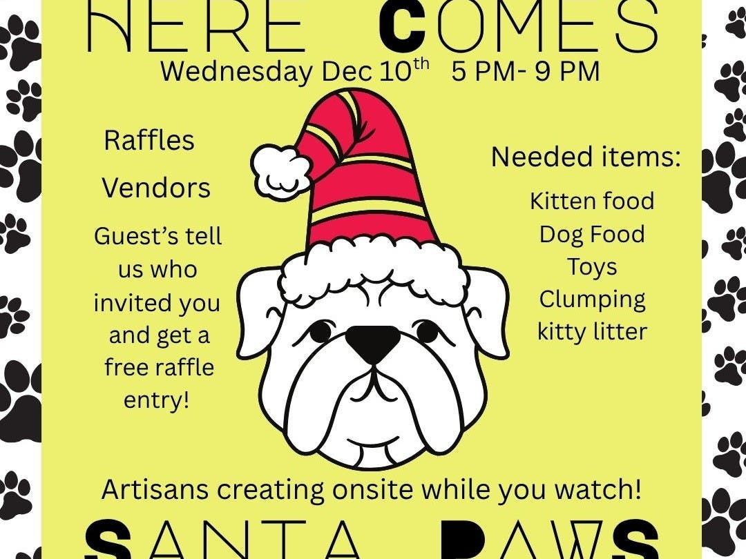 Santa Paws pop up vendor event and pet supply/food drive