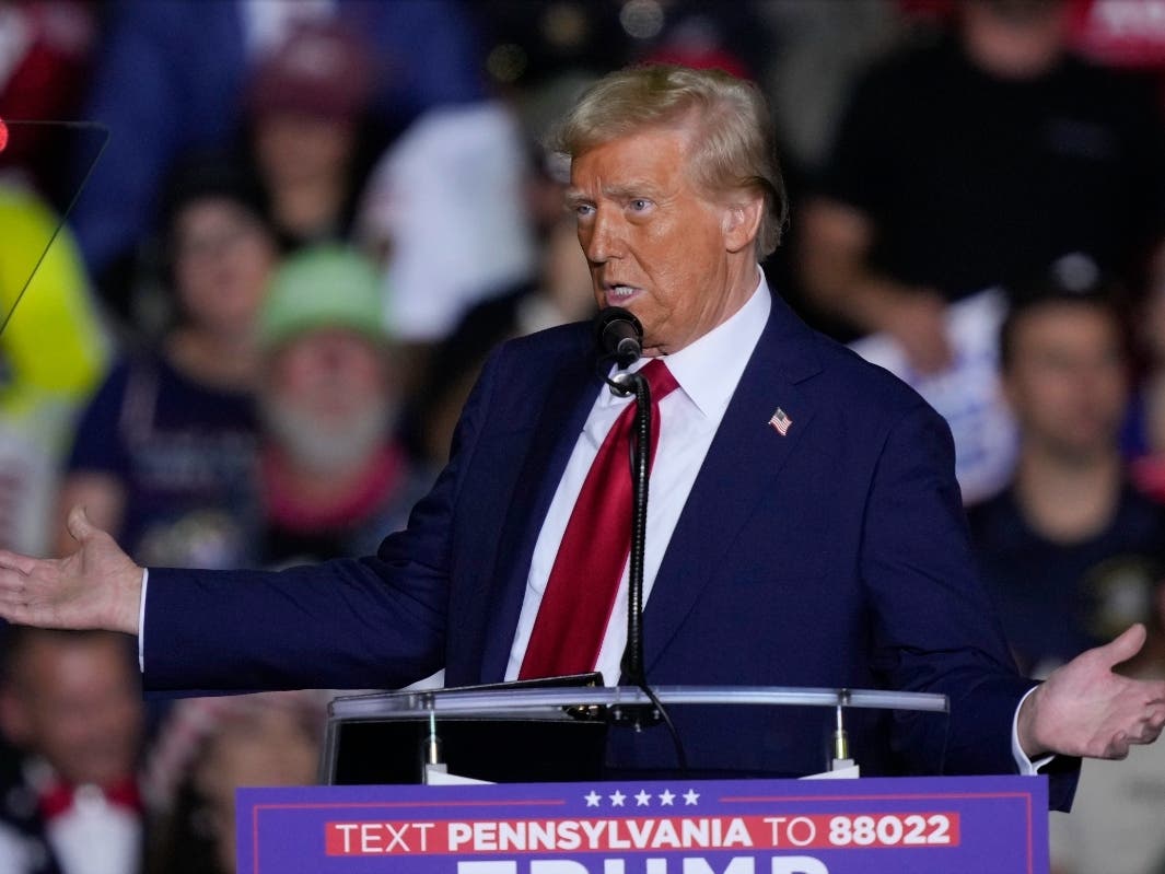 Former President Donald Trump speaks at a campaign rally at PPL Center in Allentown on Tuesday.