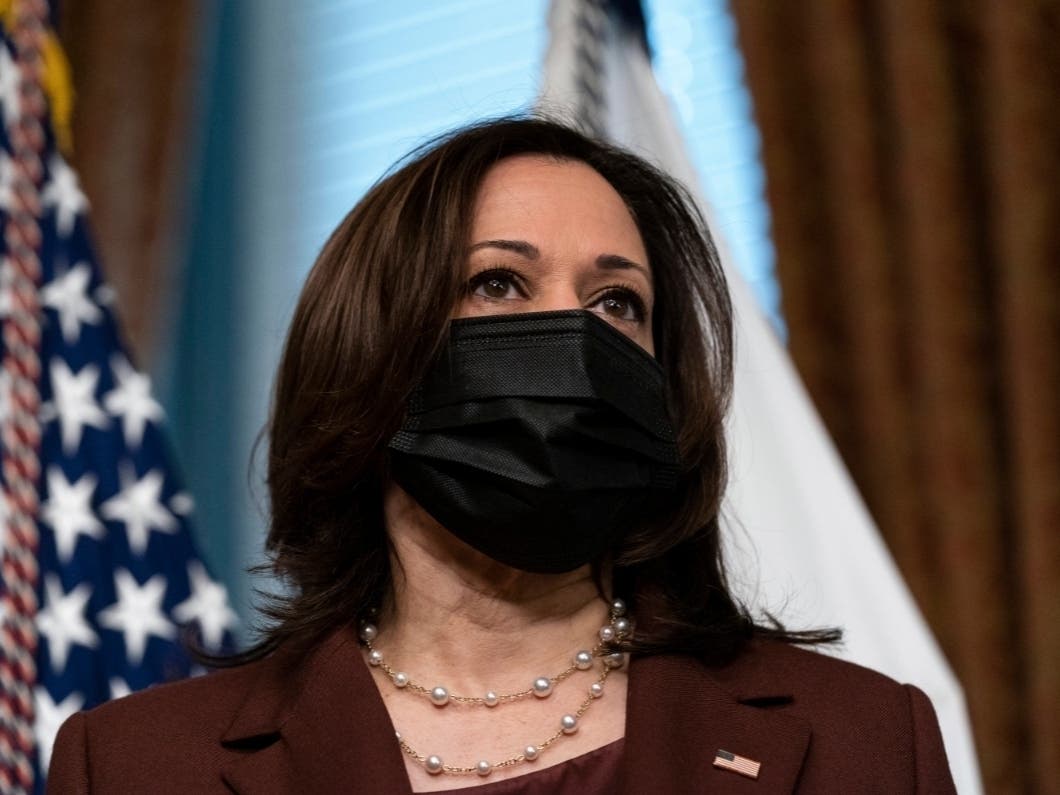 Vice President Kamala Harris speaks about the shooting in Boulder, Colo., after a ceremonial swearing in of CIA director William Burns, in the Vice President's Ceremonial Office in the Eisenhower Executive Office Building on the White House complex.