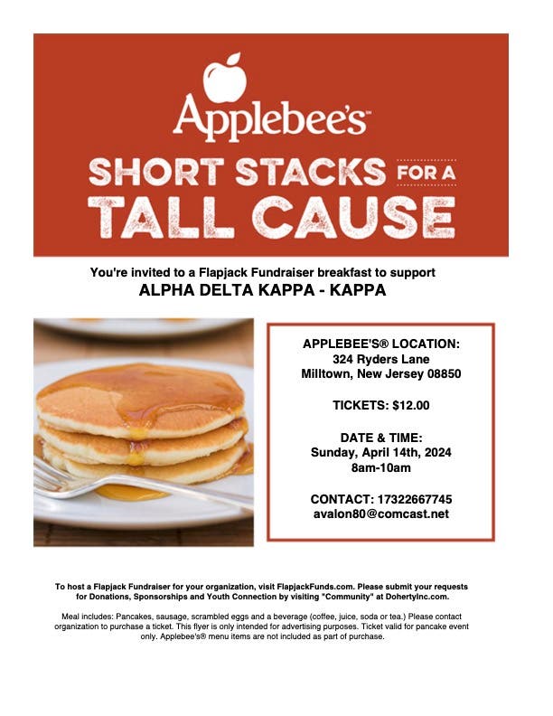 Apr 14 Flapjack Fundraiser pancake breakfast East Brunswick, NJ Patch