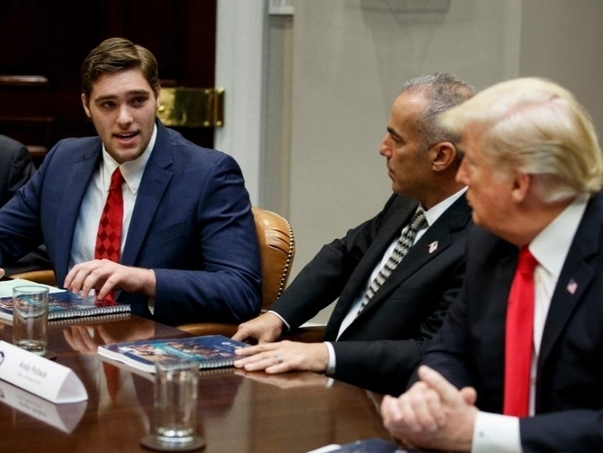 JT Lewis meets with President Donald Trump on school safety.