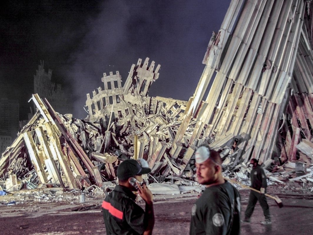 First responders work at Ground Zero in New York on Sept. 12, 2001. Towns and cities across Essex County, New Jersey held 9/11 remembrance tributes on Monday on the 22nd anniversary of the September 11 attacks.
