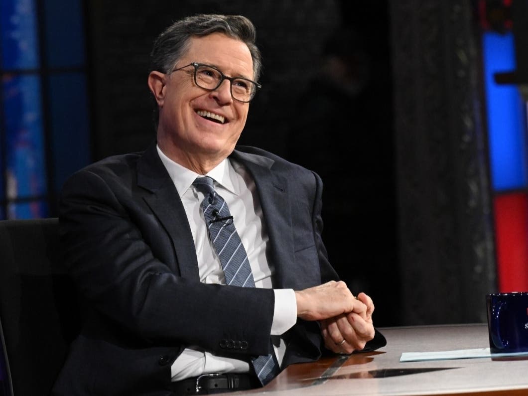 This image released by CBS shows host Stephen Colbert on the set of "The Late Show with Stephen Colbert" in New York on May 6, 2026.