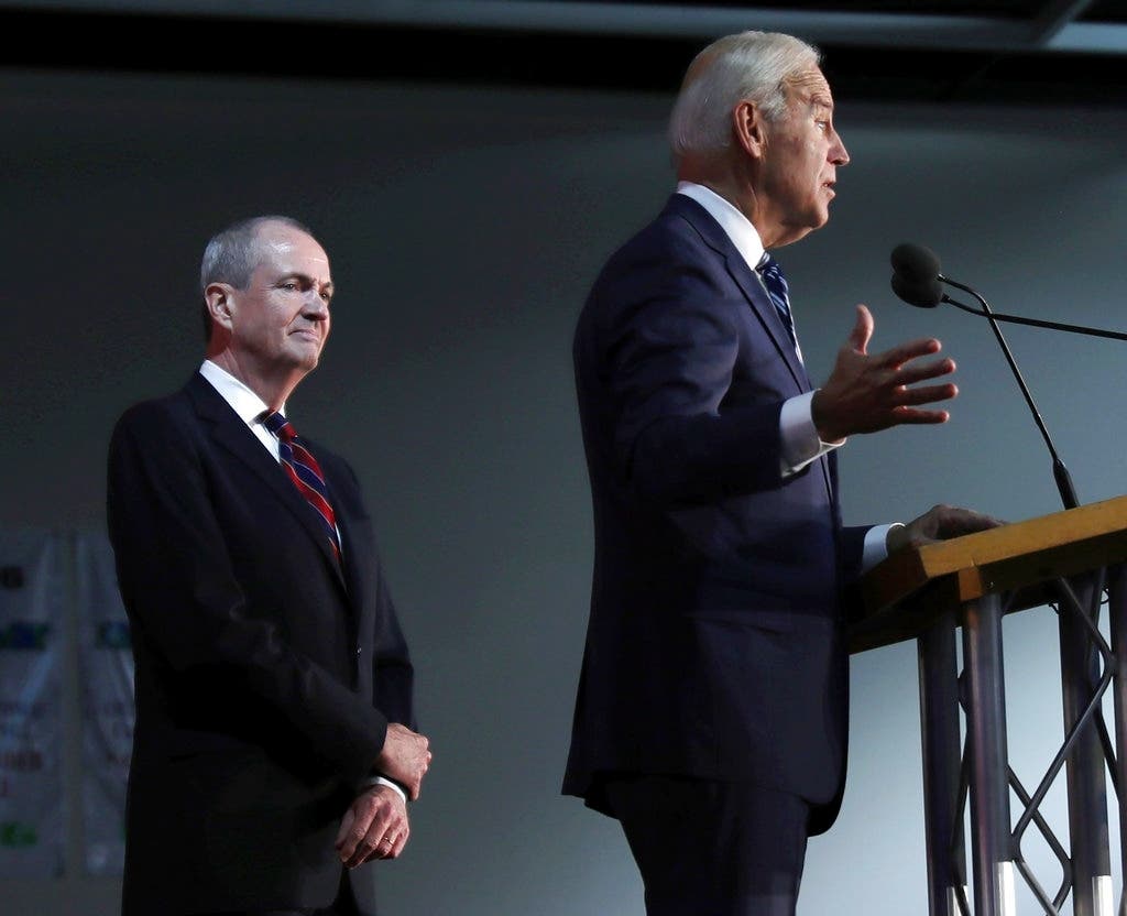 In this 2017 photo, then-former Vice President Joe Biden campaigns to elect Phil Murphy for NJ governor at an event in Lyndhurst.