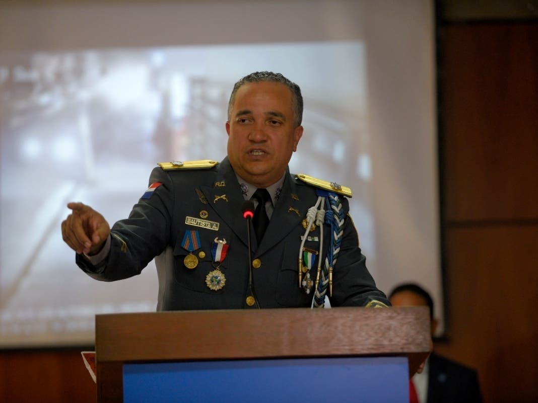 The director of the National Police, General Ney Aldrin Bautista Almonte, gives a press conference June 12.