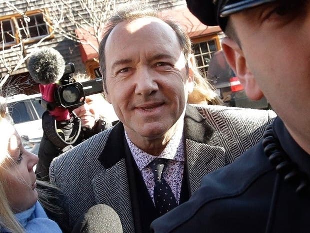 Kevin Spacey arrives at district court on Monday, Jan. 7, 2019, in Nantucket, Mass.